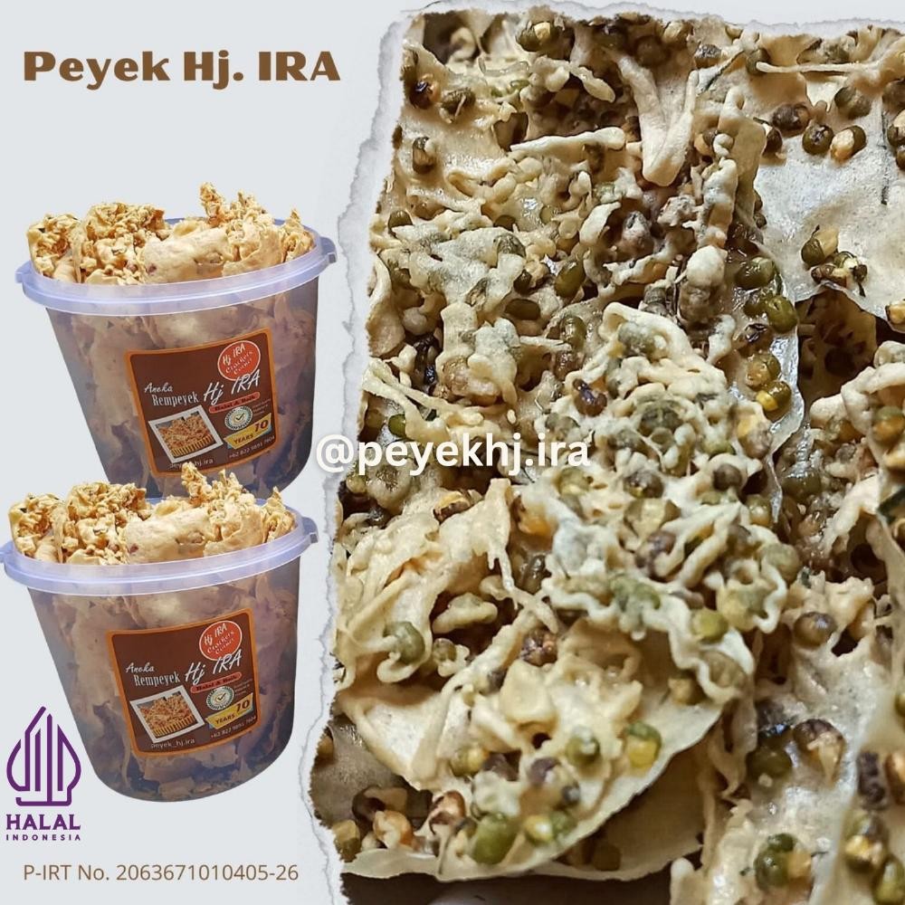 

ang Peyek / Rempeyek Hj. IRA - kacang ijo - toples 5 liter - aman sehat lezatnya kemriyukk