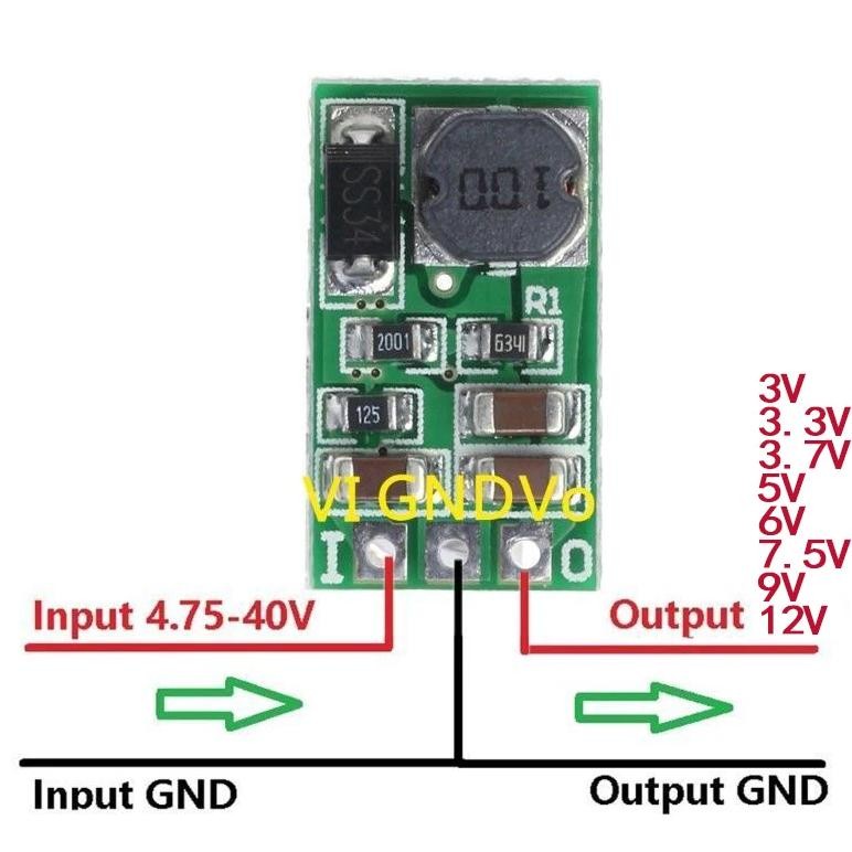 DC-DC DC 5-40V to 3V 3.3V 3.7V 5V 6V 7.5V 9V 12V 1A Buck Step Down Converter Module Voltage Regulato