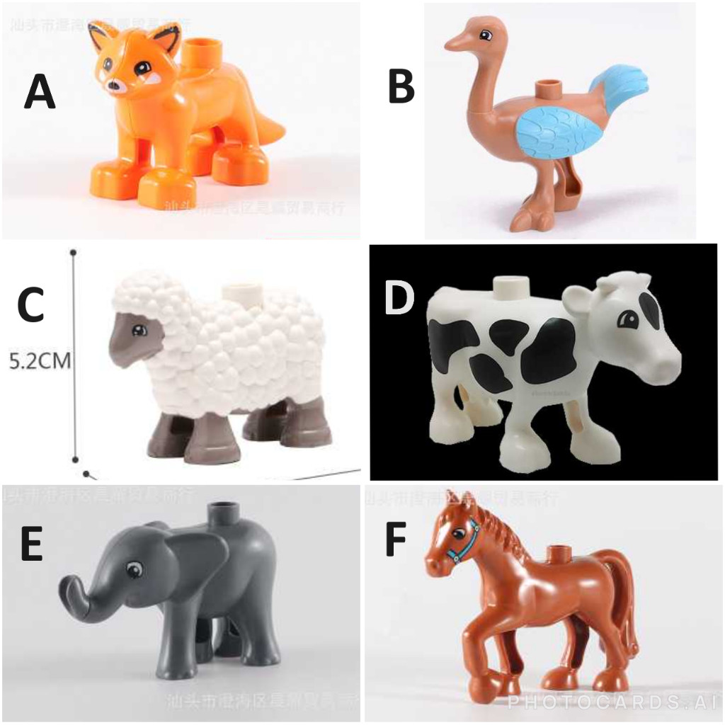 AN02 Ostrich Burung Unta Rubah Fox Sapi Cow Gajah Elephant Kuda Horse Domba Sheep Animal Hewan Maina