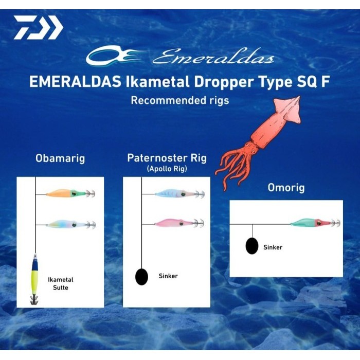 Daiwa Emeraldas Ikametal Dropper Type SQ Egi Squid Jig Umpan Cumi Sotong
