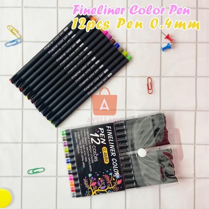 

Produk Baru!! 1 Set Pulpen Fineliner 12 Warna 0.4mm / Fineliner Pen 12 Colors