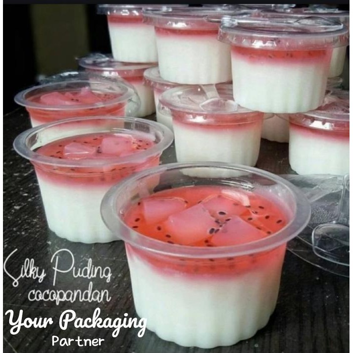 (isi 50 pcs) Cup Puding Gelas Jelly + Tutup 120ml / Cup Agar-agar / Gudir 120ml Tutup Terpisah Tidak