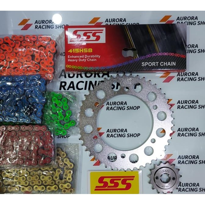 Gear Set Sss New R15 V3 & Rantai Sss 415 Hsb Colour Series Original