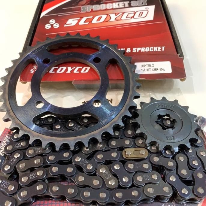 Gear Set + Rantai Jupiter Z Burhan/Vega R New/Vega R Lama 428H 15T/36T Original