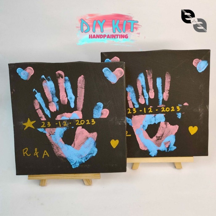 1 Set Canvas DIY Hand Painting Kit Couple Kanvas Lukis Tangan Finger
