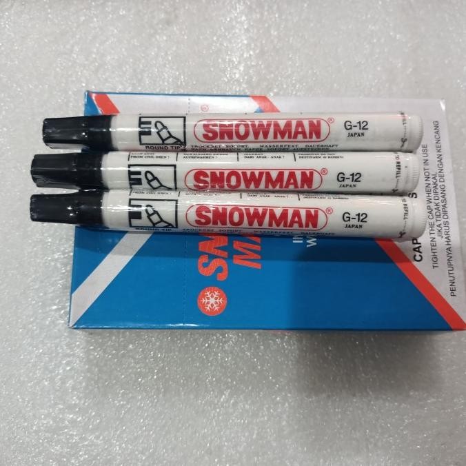 

spidol snowman permanent G 12 hitam 12pcs Termurah