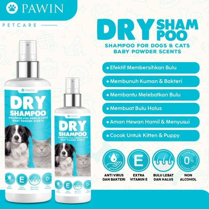 

BARU PAWIN DRY SHAMPOO KUCING ANJING MANDI KERING TANPA BILAS BABY POWDER