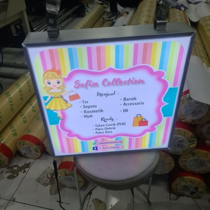 neon box kotak 2 sisi uk