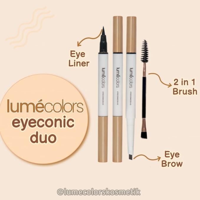 

Lumecolors Eyeconic Duo Eyeliner Spidol Eyebrow Matic Coklat Dark Grey Termurah