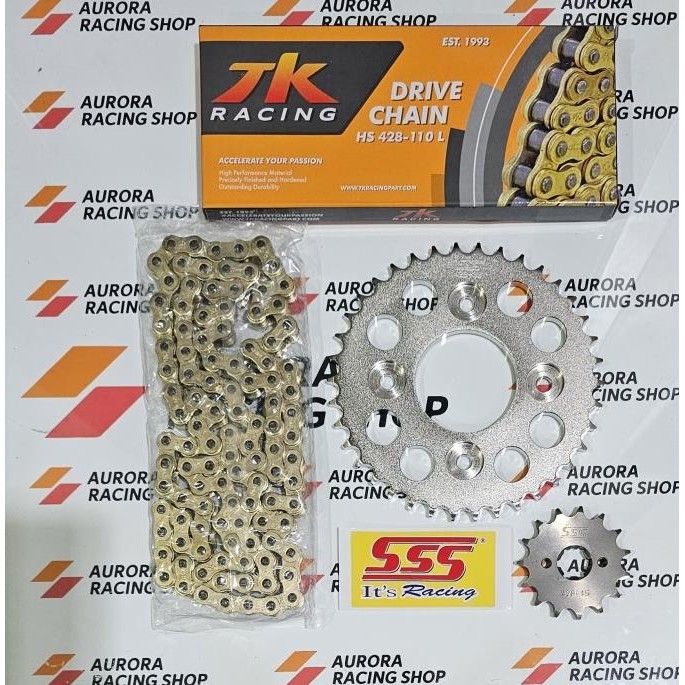 Gear Set Sss Supra X 125 - Blade New & Rantai Tk 428 Hs Original