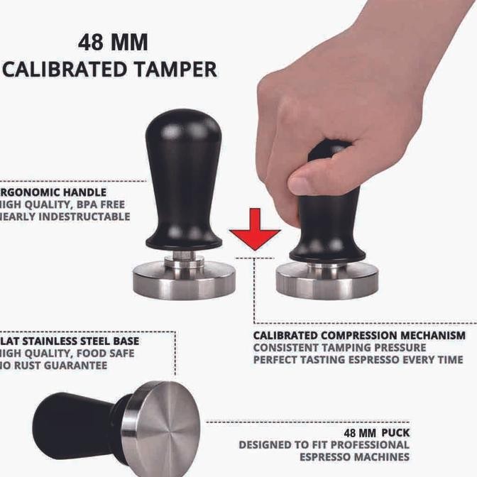 

BARU TAMPER KOPI ESPRESSO COFFEE POWDER PRESS PLUS SPRING JS03 49 MM
