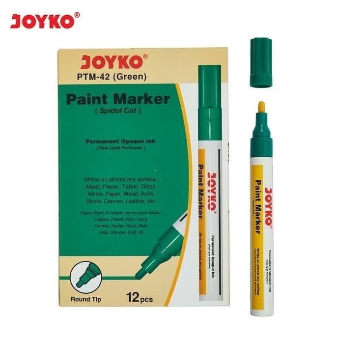 

Paint Marker Spidol Cat Permanen Joyko PTM-42 Green 1 Box 12 Pcs Termurah