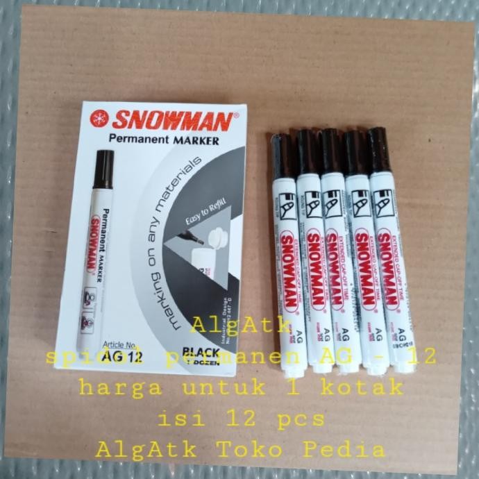 

SNOWMAN. SPIDOL PERMANENT MAKER. SPIDOL TIDAK DAPAT DI HAPUS. AG-12. - Hitam Termurah