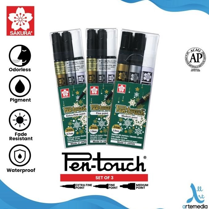 

Spidol Permanen Sakura Pen Touch Set 3 Paint Marker Pigment Color Termurah