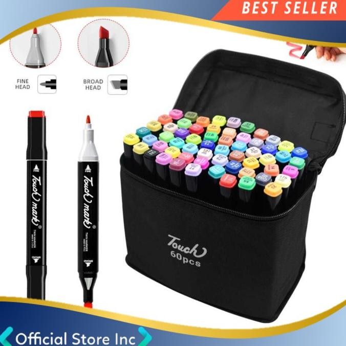 

TouchCool Marker Set 60PCS Spidol Permanen Warna Menggambar Sketsa Pro Termurah