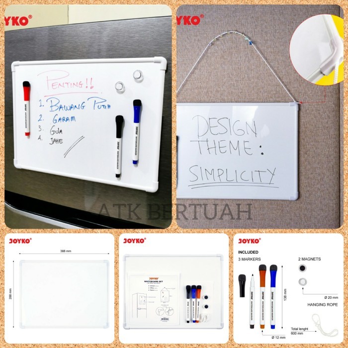 

TERLARIS! JOYKO WBS 10 MAGNET WHITEBOARD SET SPIDOL PAPAN TULIS PUTIH