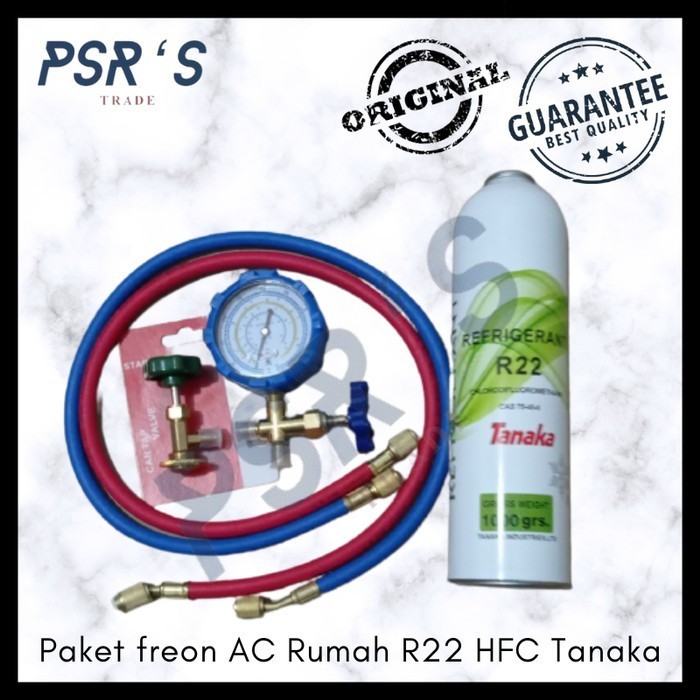 TERLARIS Paket isi Freon AC rumah Refrigerant Tanaka kaleng botol R22 1 kg 1set