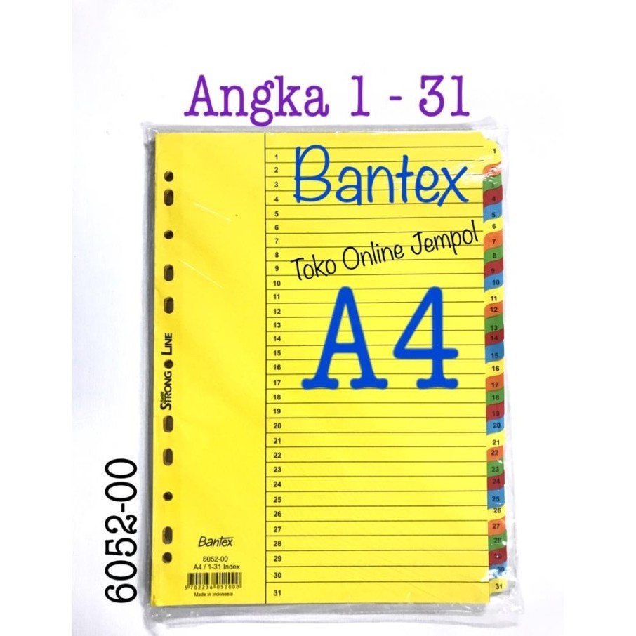 

TERBARU A4 Angka 1-31 File Divider 6052-00 Bantex Karton Pembatas ATK1187BX