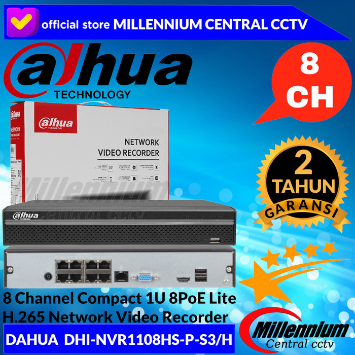 TERBARU NVR DAHUA 8CH DHI-NVR1108HS-8P-S3 / DAHUA NVR DHI-NVR1108HS-8POE