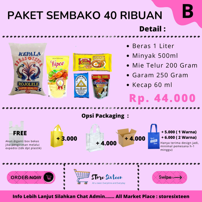 

terbaru NEW Readyy PAKET SEMBAKO MURAH 40 RIBUAN B / PAKET SEMBAKO LENGKAP