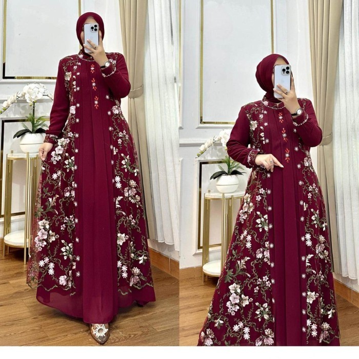 Murah Gamis Kondangan Model Terbaru Misela Bo Baju Brukat Muslim Jumbo Ld 130 Cm Dress Ceruty