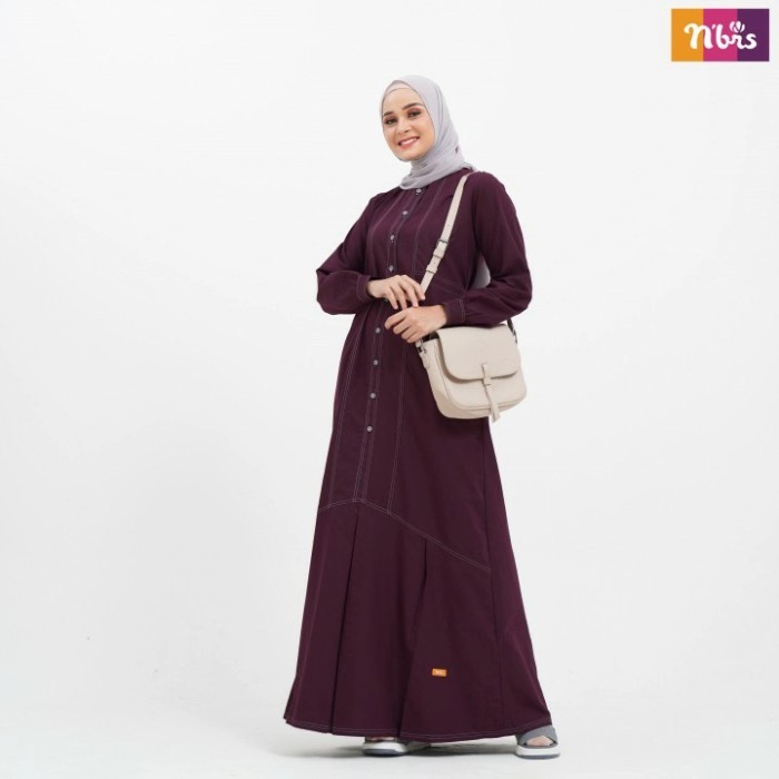 Grosir Gamis Nibras Nb B11 Warna Merah Maroon Polos Casual Busui Branded Adem