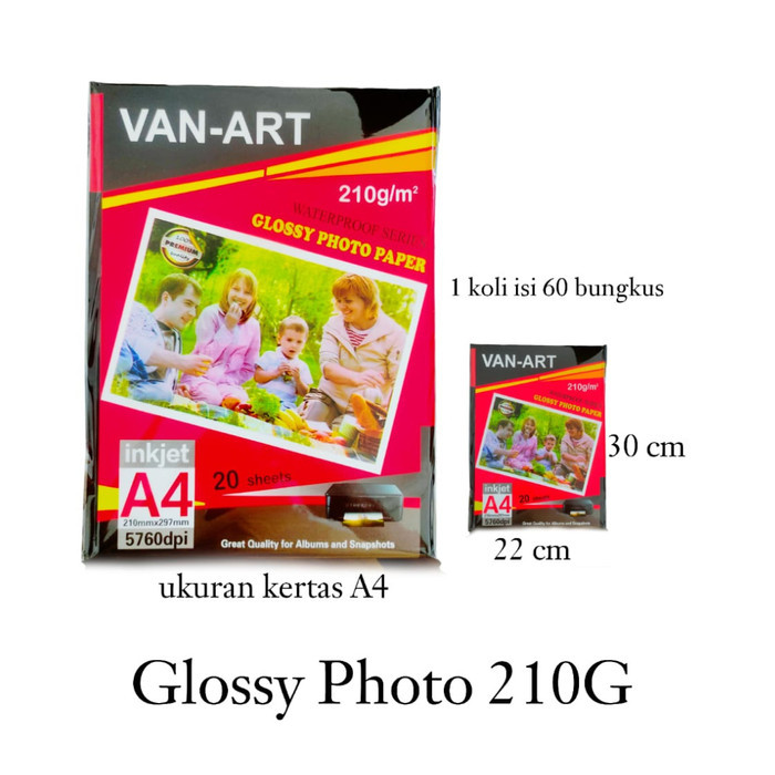 

Kertas Foto Glossy VA A4 210gr Photo Paper 20 lembar