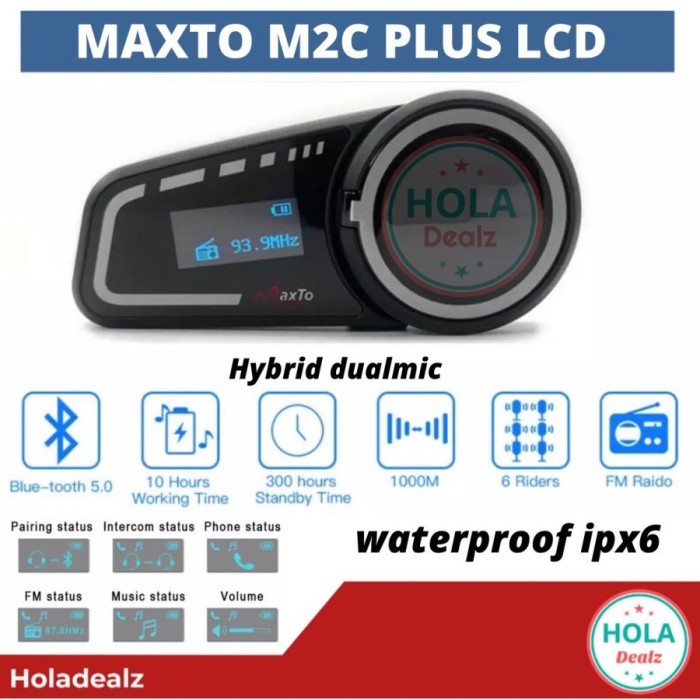 TERLARIS TERLARIS MAXTO M2C BLUETOOTH HELM HELMET INTERCOM MAXTO M2C INTERCOM HELM LCD ORIGINAL