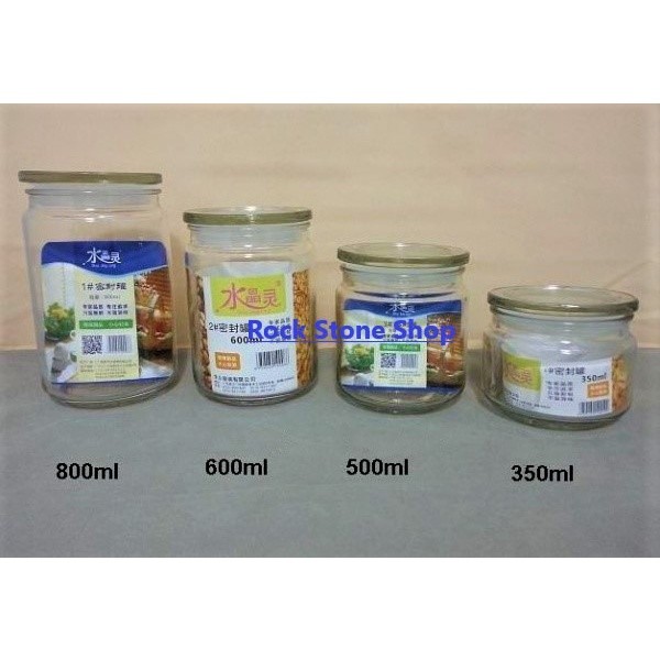 Toples Kaca Kedap Udara Wadah Bening untuk Makanan Rempah Makanan Ringan Teh Celup Balang Kaca Kedap