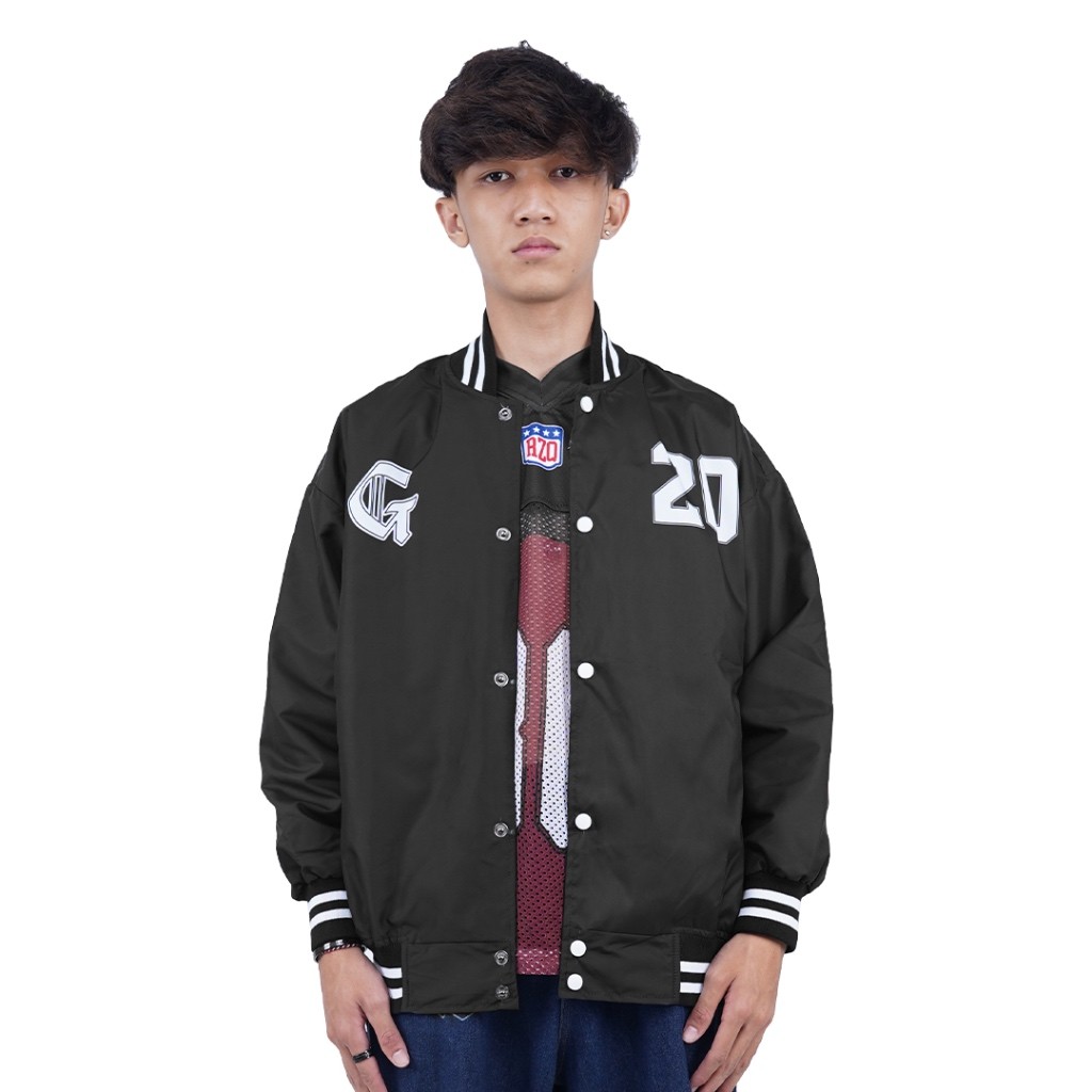 Rzq Active / Seri Jaket / Graffiti 20 / Hitam / Baseball / Bomber / Streetwear / Oversize / Boxy Fit