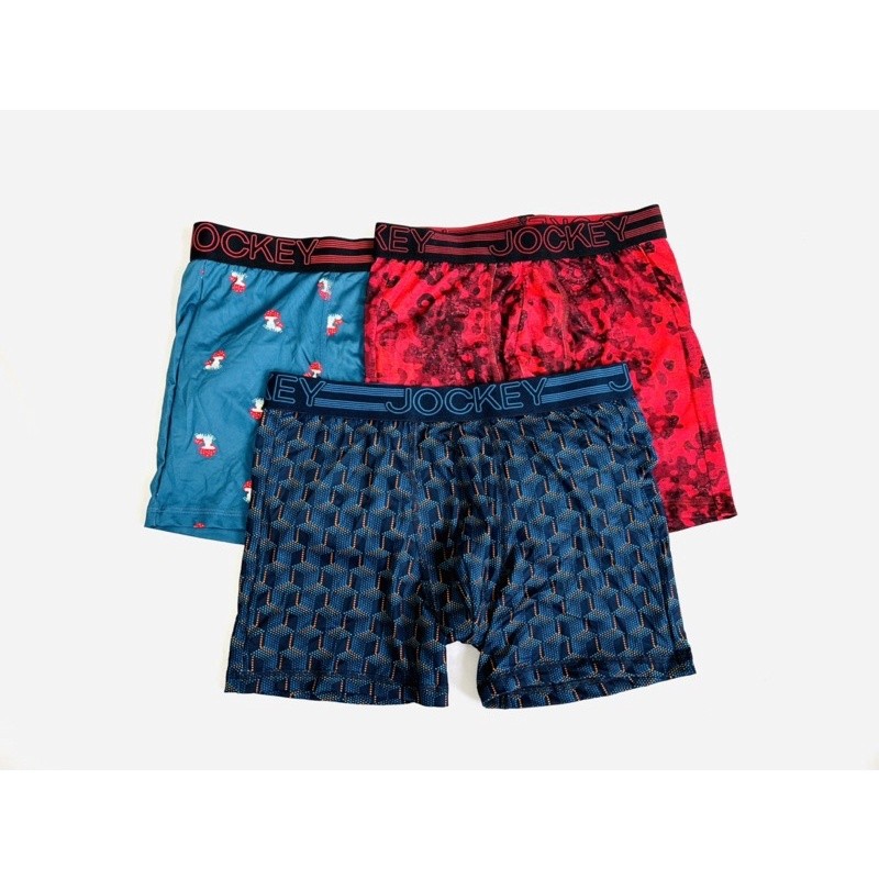 Kombo 3 pcs celana dalam boxer pria Jockey, bahan 90% poliester 10% spandeks, stretch 4 arah, beraga