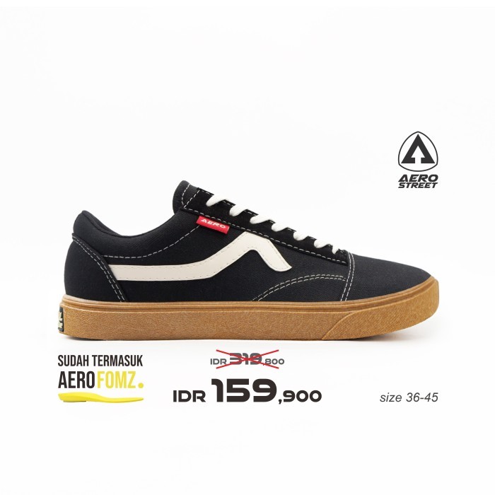 Aerostreet 37-44 Massive Low Hitam Natural Gum - Sepatu Sneakers