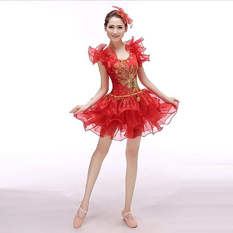 Modern Dance Performance Costume Youth Dance Sequin Dress Square Dance Costume New Performance Costu