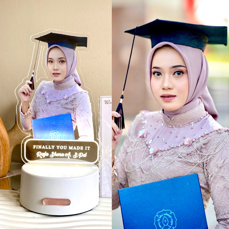 PAMELA Lamp - Hadiah Wisuda Custom Acrylic Lamp Graduation Gift Kelulusan Kado Lampu Tidur Hampers