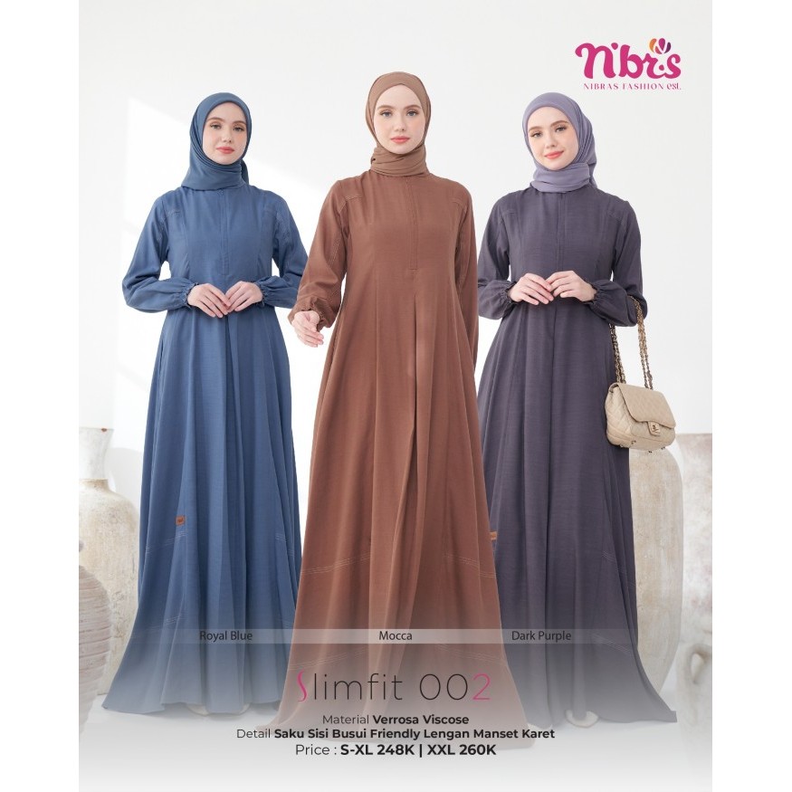 FREE ONGKIR Nibras New Gamis slimfit 002 Dress Polos busui Premium Murah Promo Busana Muslim Wanita