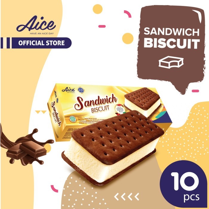 TERLARIS AICE SANDWICH BISCUIT 90 ML ISI 10 PCS ES KRIM MURAH MURAH