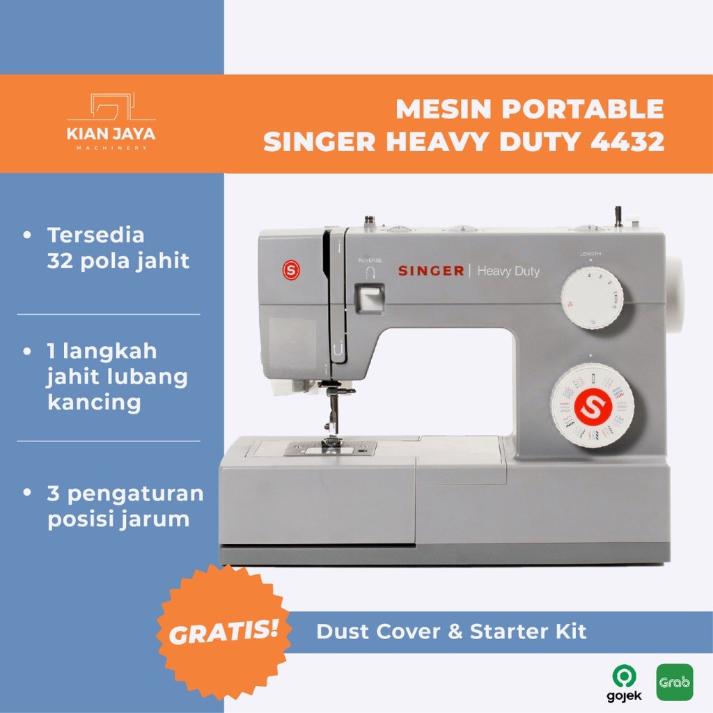Mesin Jahit SINGER Portable 4432 Heavy Duty Mesin Jahit Portable Multifungsi Singer HD Series 4432