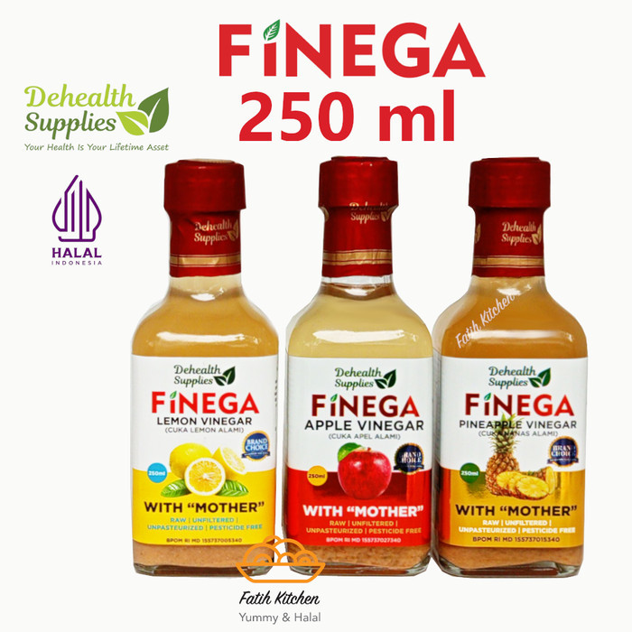 

Finega 250 ml (Botol Kaca) Vinega Cuka Apel / Nanas / Lemon