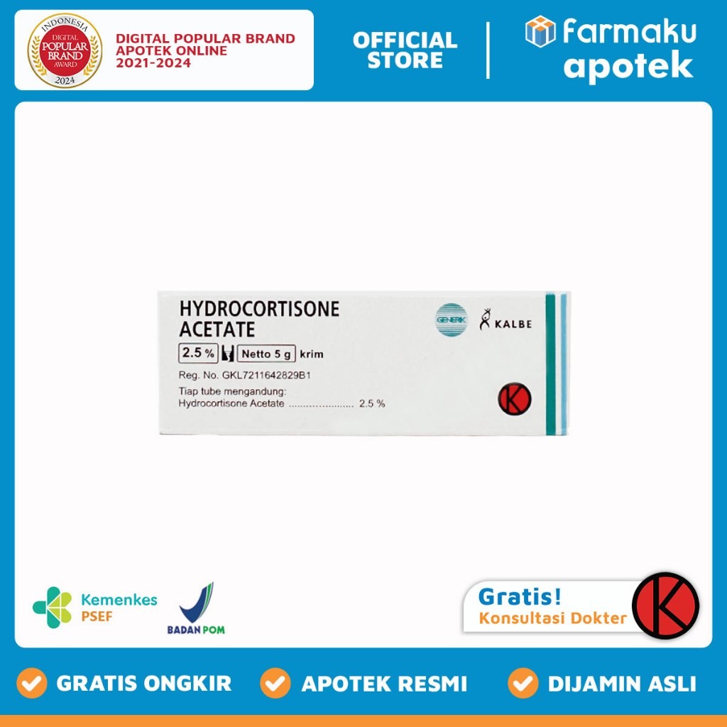 Hydrocortison 2.5% Cream 5 gr Kalbe Tube
- BIN