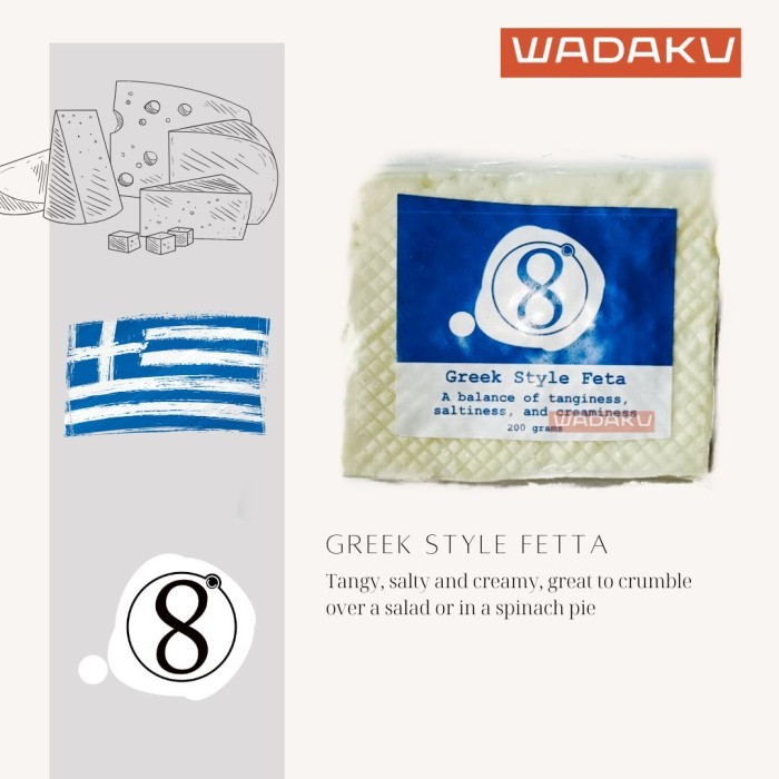 

Greek Feta Organic Natural Cheese by 8 Degrees 100gr