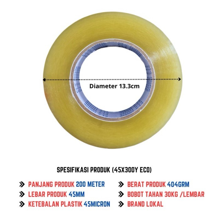 

Terbaru!! Flyhome Lakban Bening Coklat 300Yard 275Meter 2Inci 45X300 Yard 1Dus 36Rolls Ukuran Asli