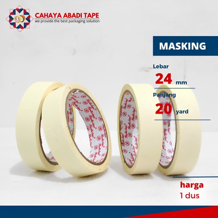 

Produk Viral Lakban Kertas/Masking Bodhi 24Mm/48Mm X 20Yard Per Dus #Harga Pabrik# Packing Aman