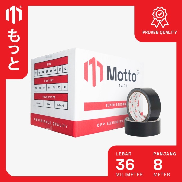 

Produk Terbaru Lakban Kain / Cloth Tape Hitam 36Mm X 8 Meter - Dus (96 Pcs) - Motto Tape Packing