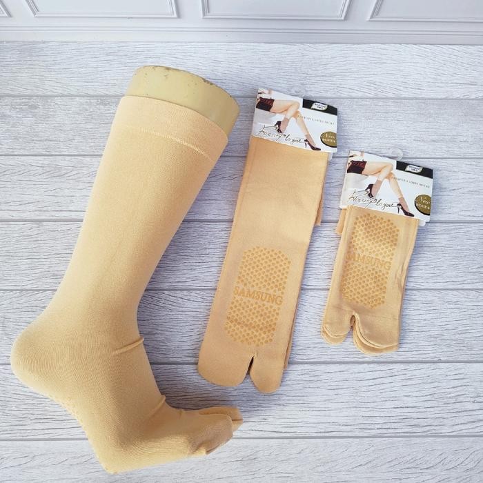 GRATIS ONGKIR 3 Pasang Kaos Kaki Jempol Wanita Antislip Telapak Panjang Stoking warna Kulit Tebal