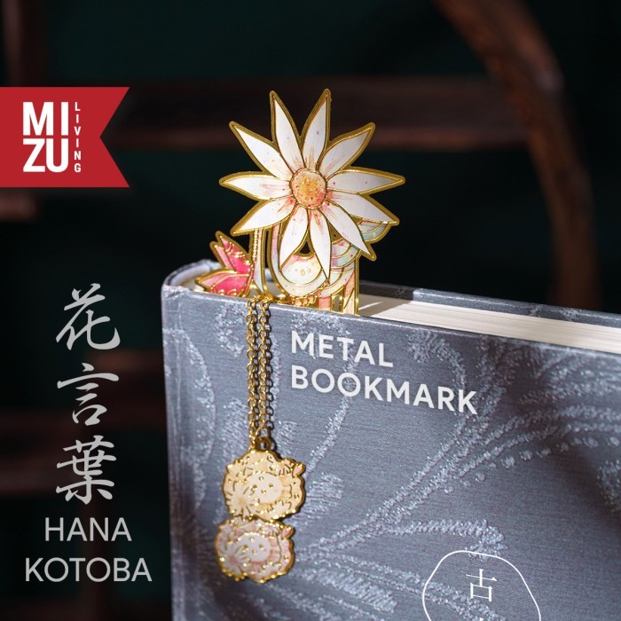 

TERBARU MIZU HANAKOTOBA Flower Metal Bookmark Penanda Buku Bunga