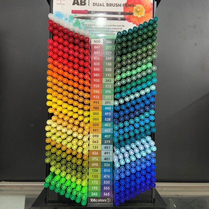 

TERLARIS! Tombow ABT Dual Brush Pen 108 Bright Color & Pastel Color