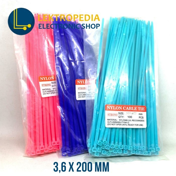 

favorit] Kabel Ties 3.6mm 20CM isi 100 Tie Pengikat Pink Biru 20 cm 20mm 20 mm