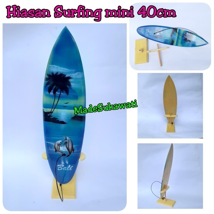 >>>>>] Kerajinan bali papan surfing kayu 40cm 30cm Hiasan meja pajangan miniatur