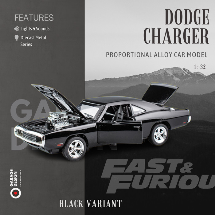 Diecast Miniatur Mobil Dom Dodge Charger Fast Furious Mainan Anak 1:32