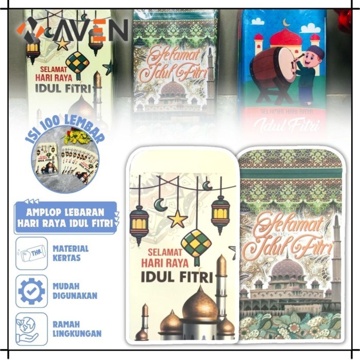 

Terlaris AVEN Amplop Ampau Angpao THR Lebaran Hari Raya Idul Fitri Isi 100Pcs SALE